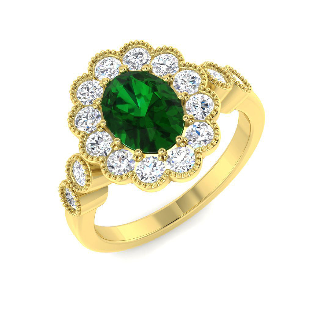 Vintage Lab-Grown Diamond Ring 1.23ct–2.03ct – SR7465~COEM – 9k Yellow Gold