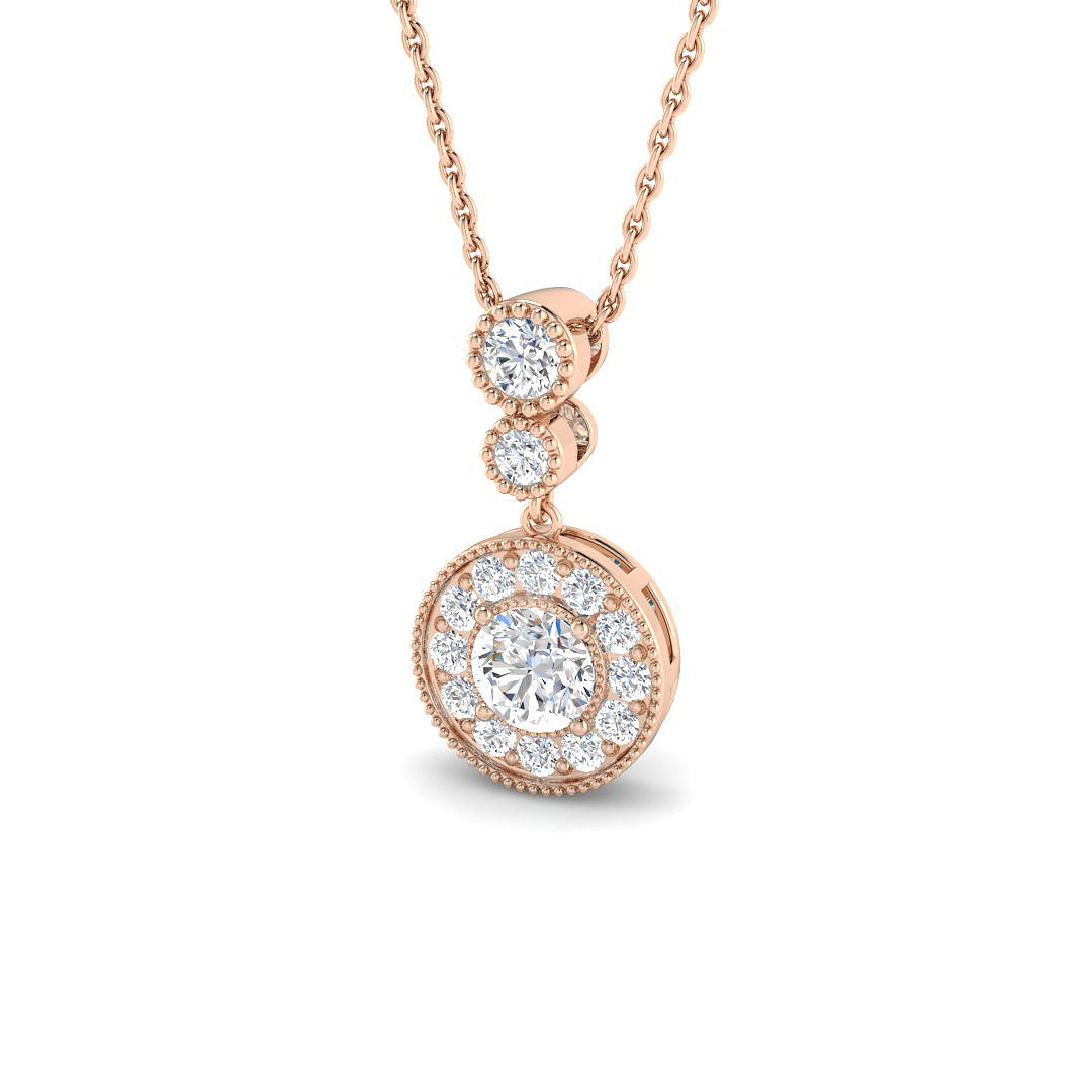 Drop & Trilogy Diamond Ring 0.81ct – SP7127 – 18k Rose Gold
