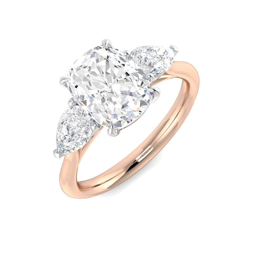 Three Stone Lab-Grown Diamond Ring 1.29ct–2.77ct – SR5787 – 18k Rose Gold