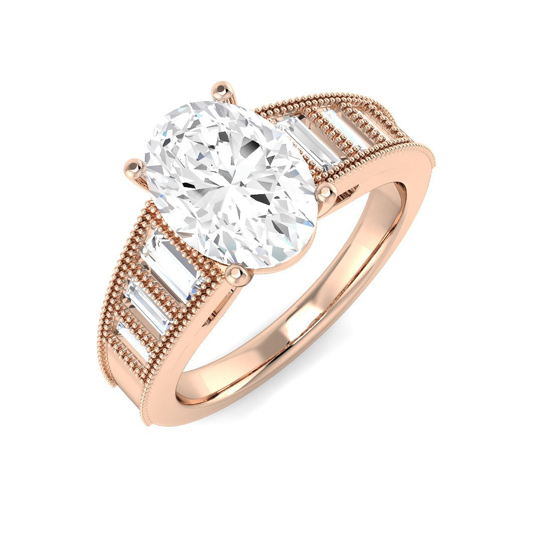 Vintage Lab-Grown Diamond Ring 2.6ct–2.61ct – SR6931 – 18k Rose Gold