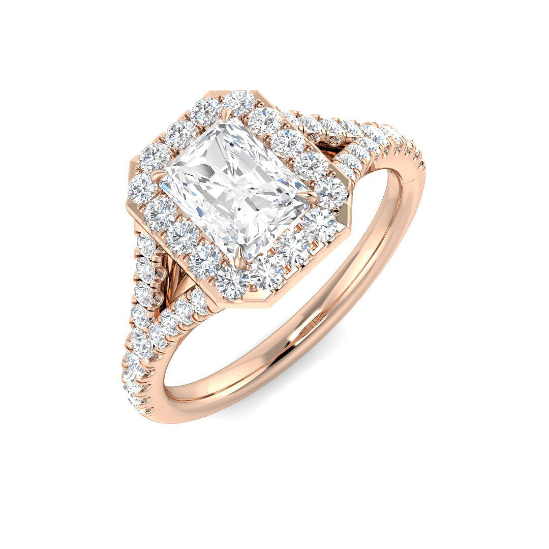 Halo Lab-Grown Diamond Ring 1.48ct–1.51ct – SR4522 – 18k Rose Gold