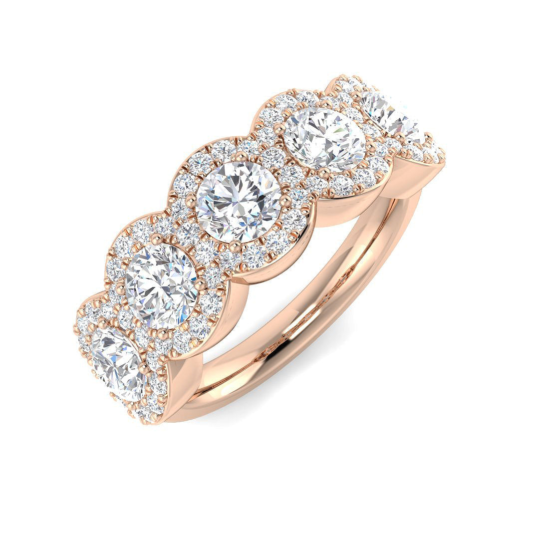 Five Stone Diamond Ring 0.97ct–1.9ct – SR2293 – 18k Rose Gold