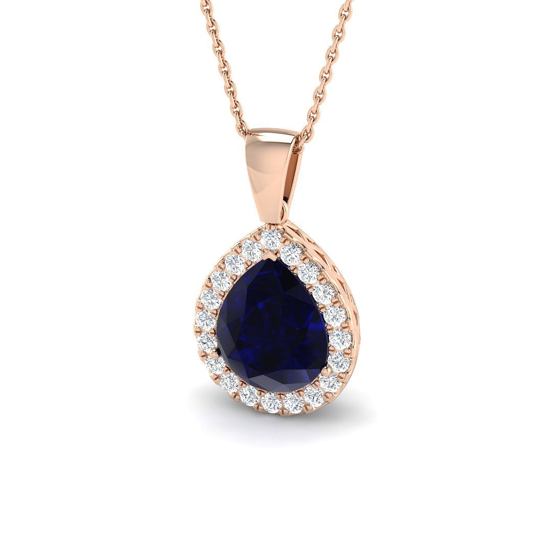 Blue Sapphire Diamond Ring 1.08ct–4.65ct – SP4281~BS – 18k Rose Gold
