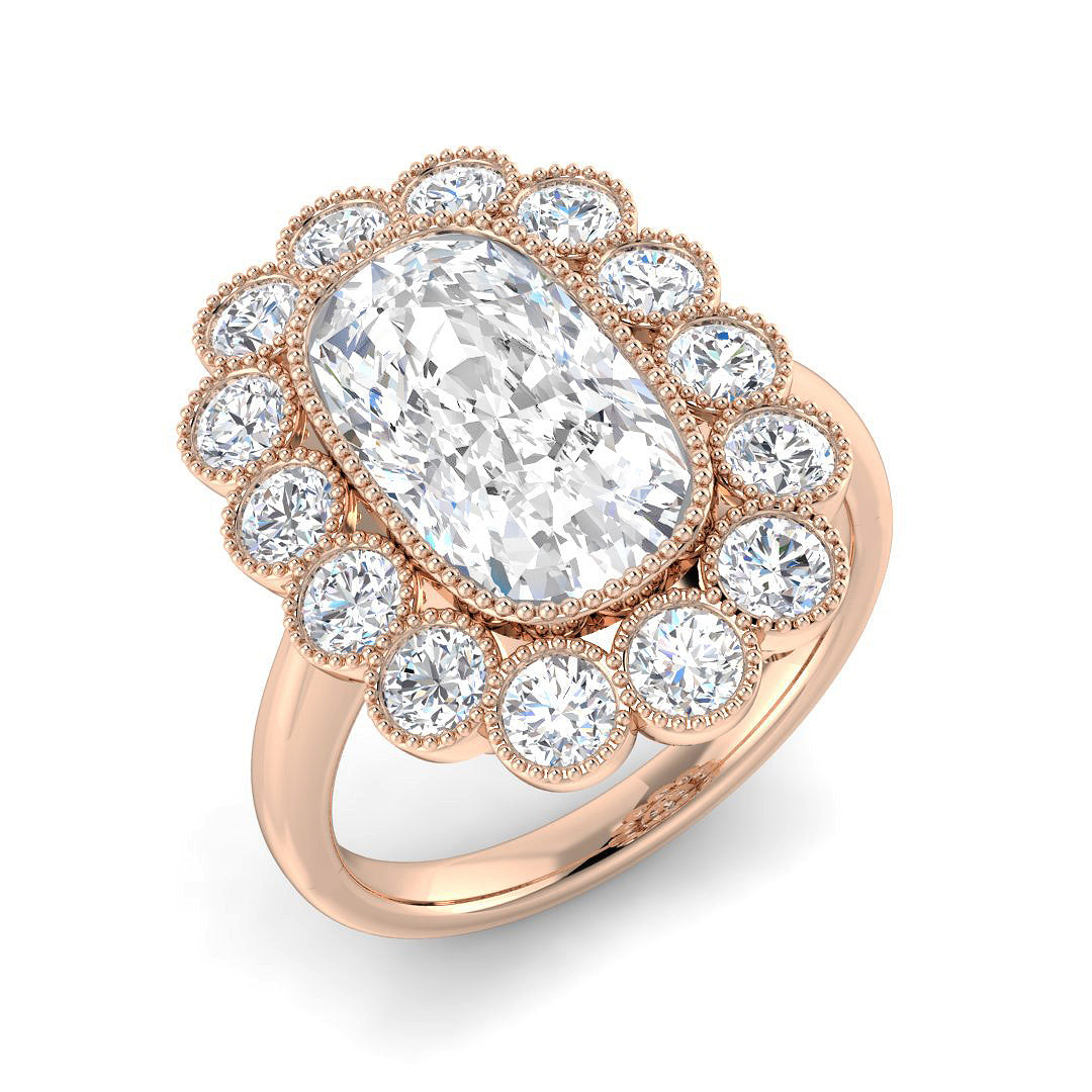 Vintage Lab-Grown Diamond Ring 1.31ct–4.31ct – SR7270 – 18k Rose Gold