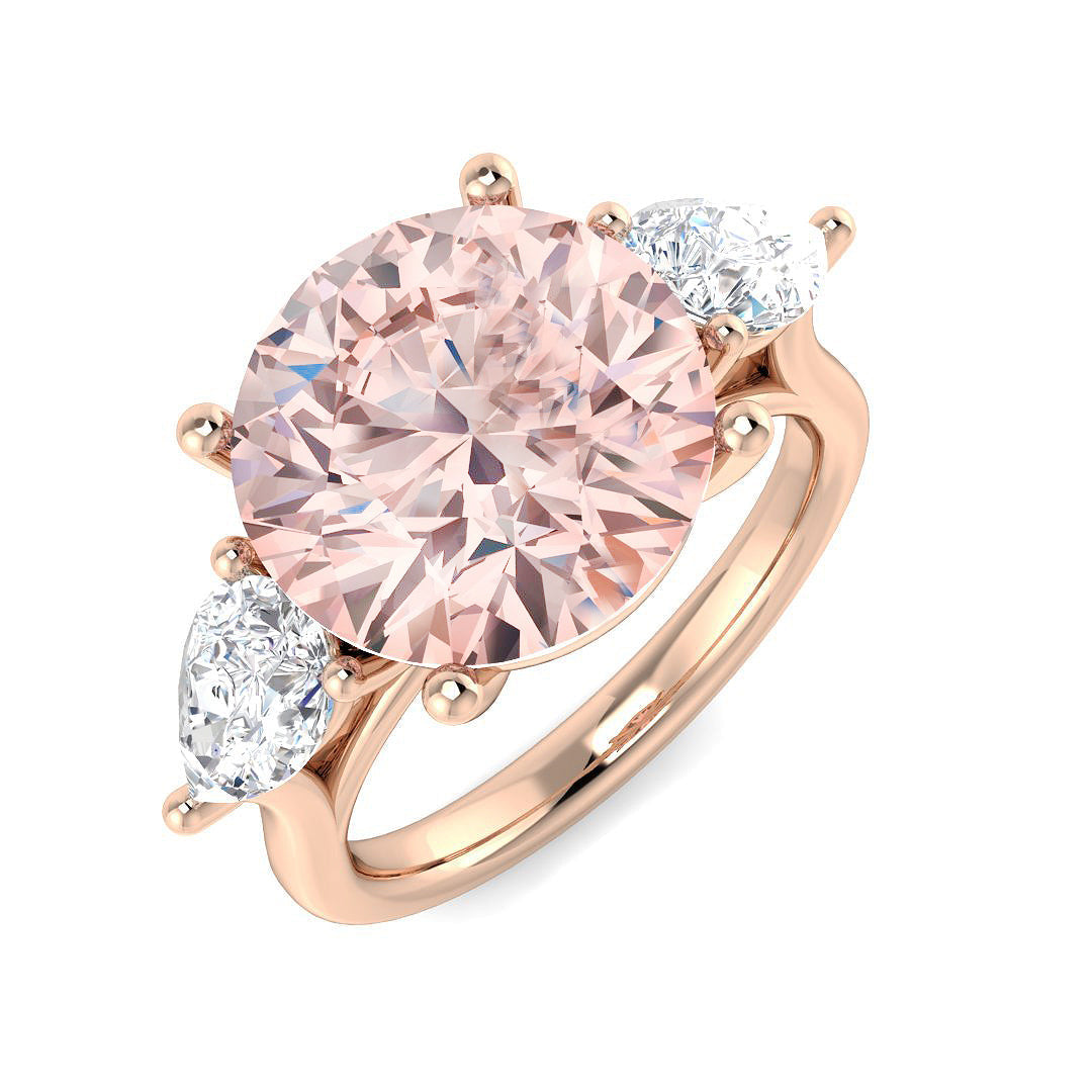 Three Stone Lab-Grown Diamond Ring 6.7ct – SR7174~LGPINK – 9k Rose Gold