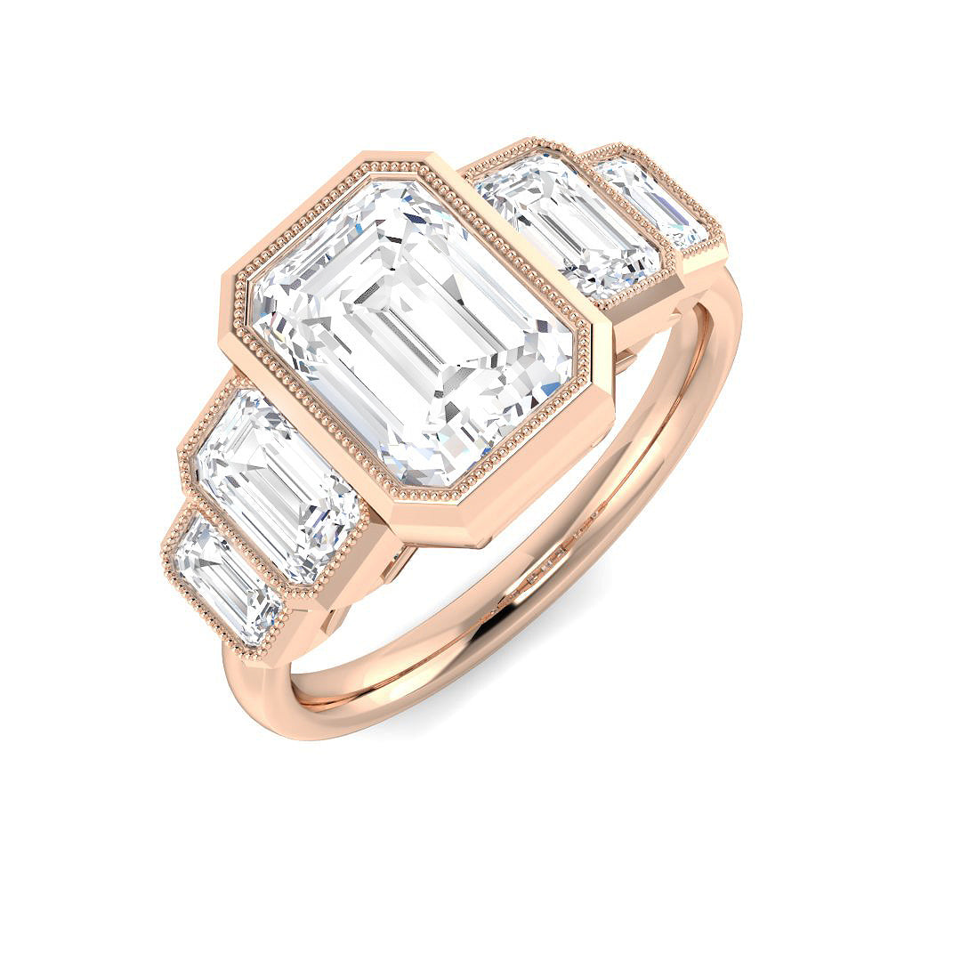 Five Stone Lab-Grown Diamond Ring 1.68ct–3.19ct – SR7008 – 18k Rose Gold
