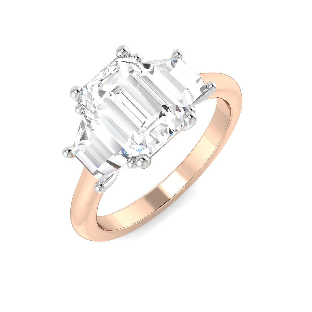 Three Stone Lab-Grown Diamond Ring 3.15ct–3.27ct – SR6331 – 18k Rose Gold