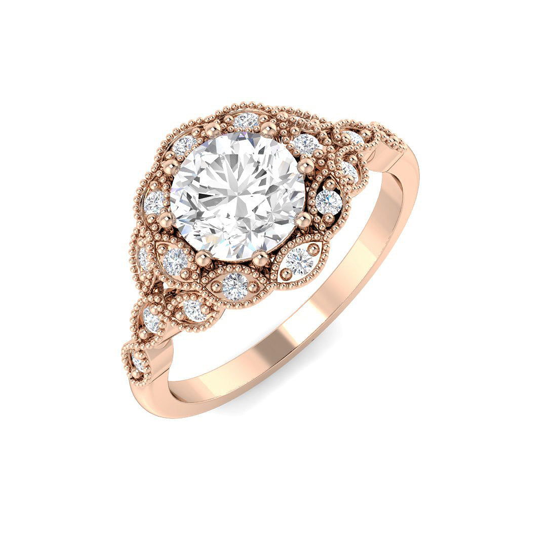 Vintage Lab-Grown Diamond Ring 1.17ct – SR7166 – 18k Rose Gold