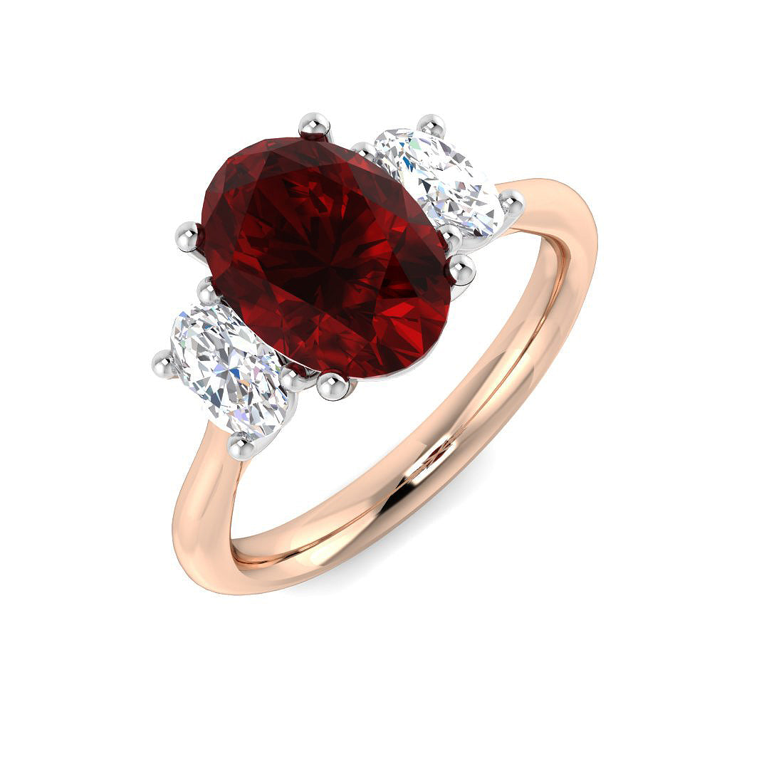 Ruby Lab-Grown Diamond Ring 2.39ct–2.89ct – SR635 – 18k Rose Gold