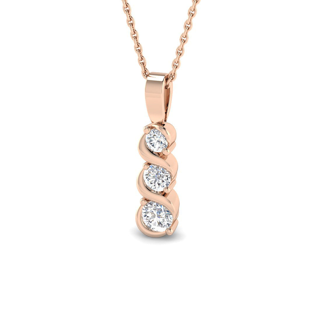Drop & Trilogy Diamond Ring 0.49ct – SP6920 – 18k Rose Gold