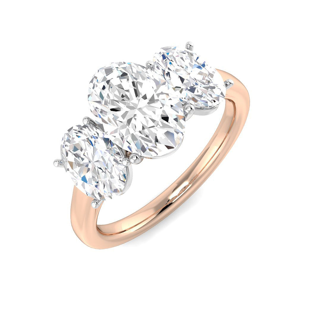 Three Stone Lab-Grown Diamond Ring 2.87ct–3.11ct – SR5794 – 18k Rose Gold