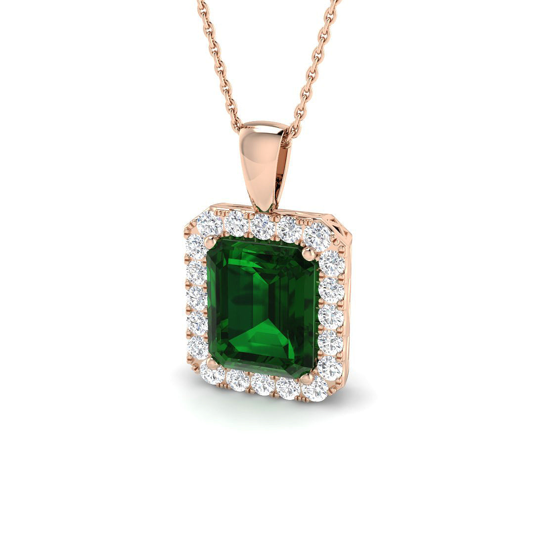 Emerald Diamond Ring 2.45ct–4.77ct – SP3922~EM – 18k Rose Gold