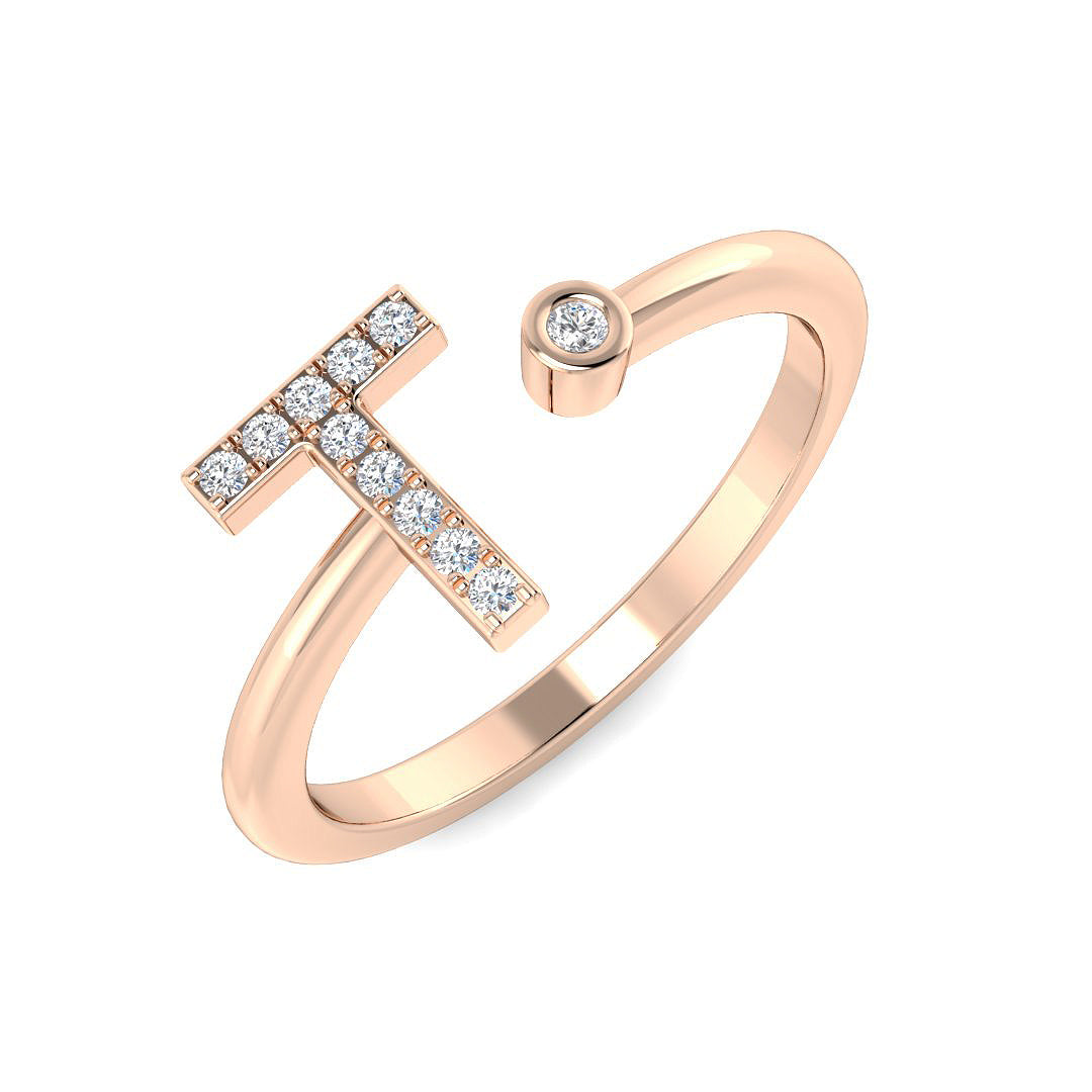 Initials Diamond Ring 0.1ct – SR5078-T – 18k Rose Gold