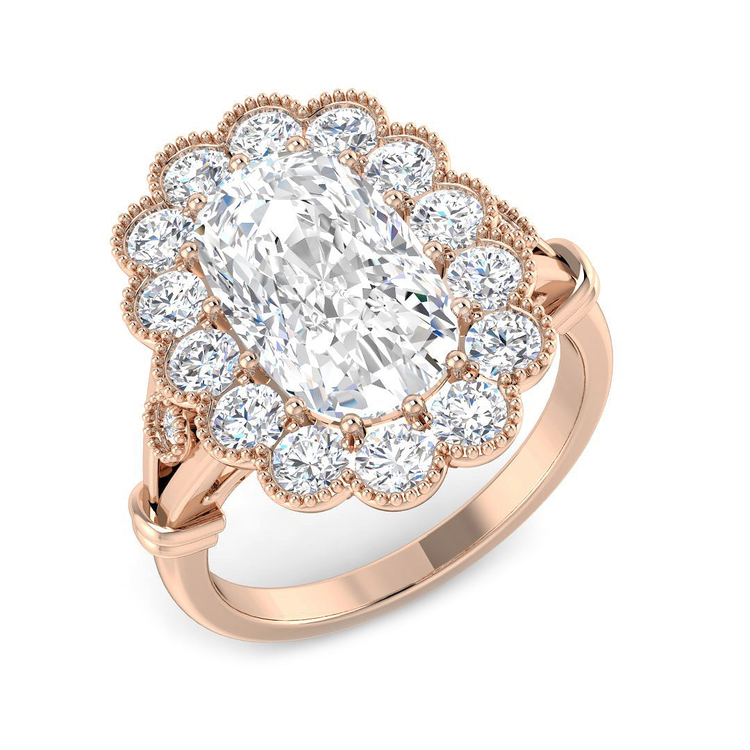 Vintage Lab-Grown Diamond Ring 4.07ct–4.08ct – SR7887 – 18k Rose Gold