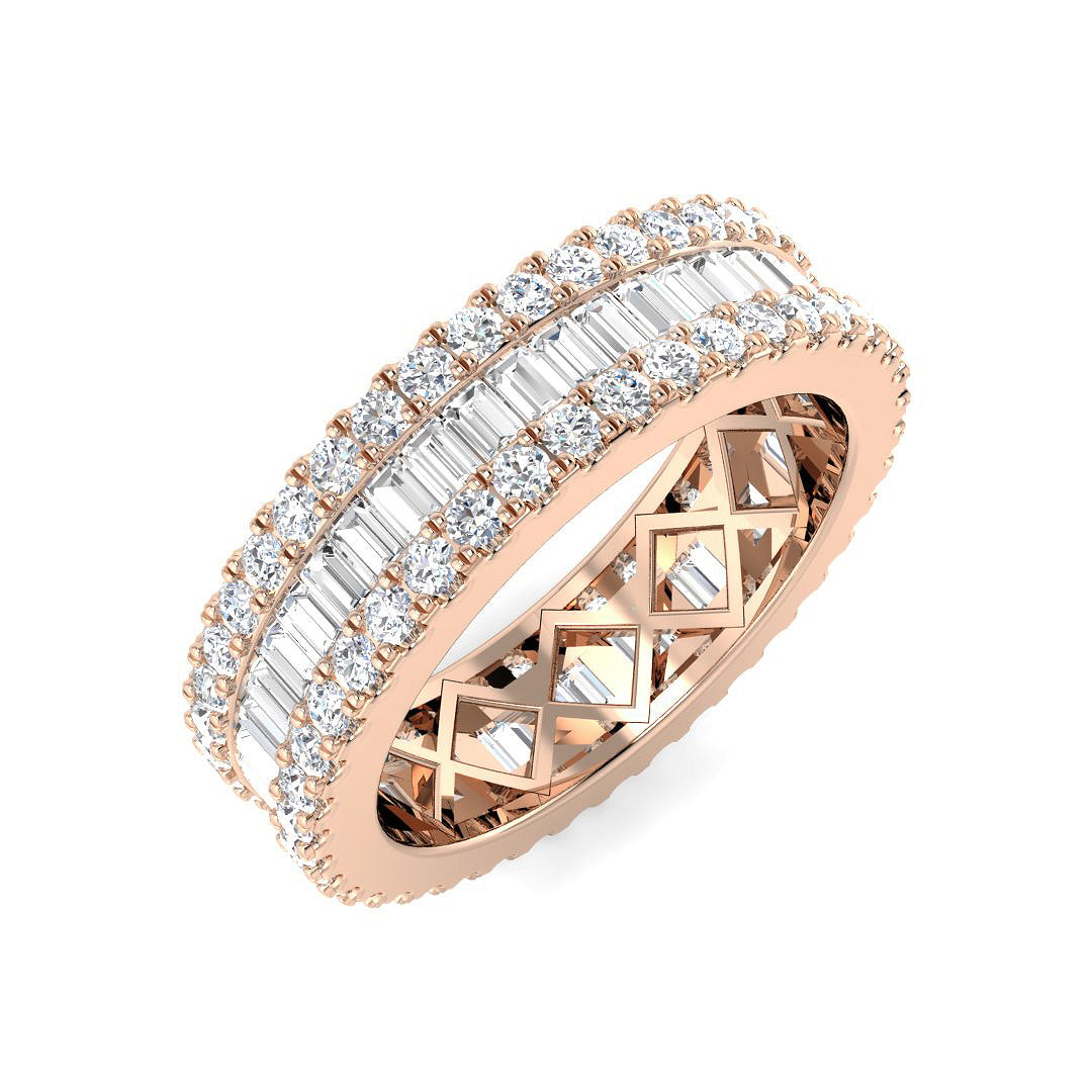 Baguette & Brilliant Diamond Ring 2.05ct – SR6118 – 18k Rose Gold