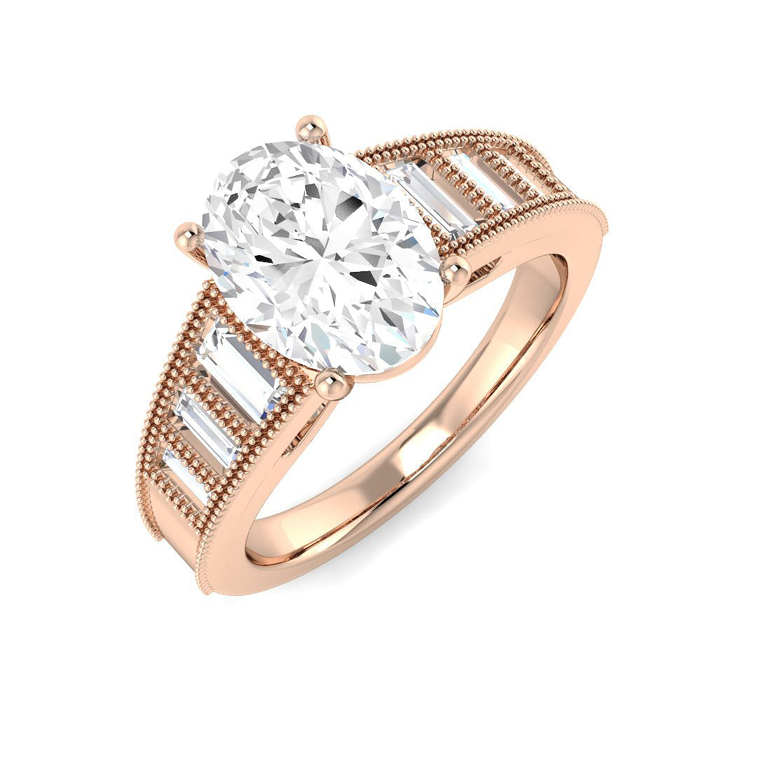 Vintage Lab-Grown Diamond Ring 2.6ct–2.62ct – SR6932 – 18k Rose Gold