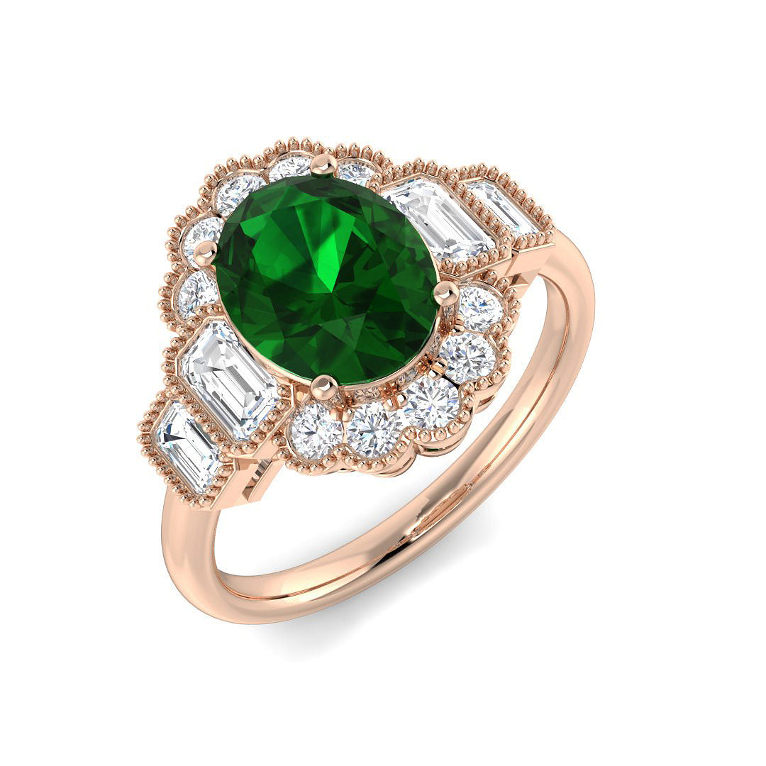Vintage Lab-Grown Diamond Ring 2.82ct – SR7638~COEM – 18k Rose Gold