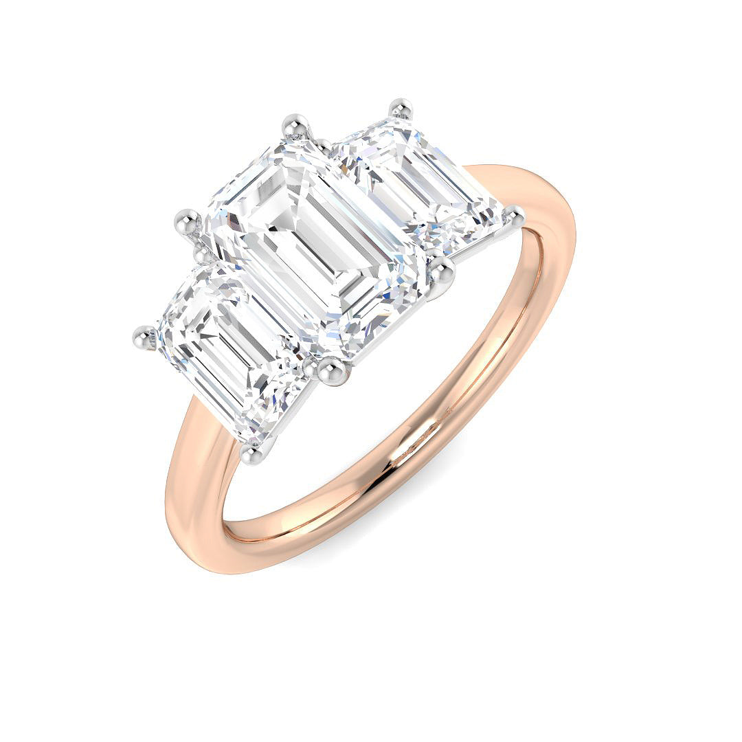 Three Stone Lab-Grown Diamond Ring 2.71ct–3.12ct – SR5793 – 18k Rose Gold