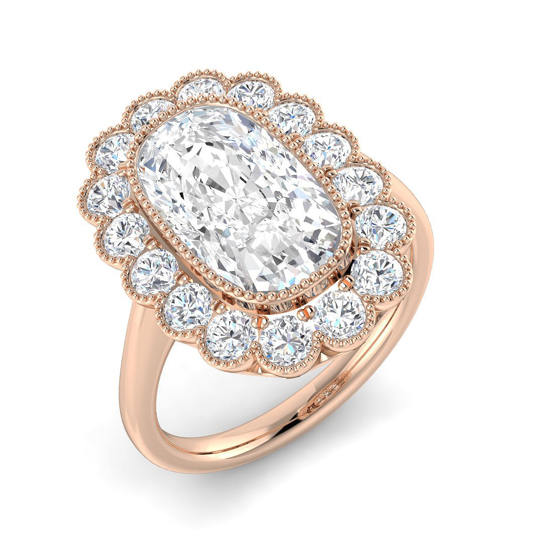 Vintage Lab-Grown Diamond Ring 1.36ct–4.03ct – SR7523 – 18k Rose Gold