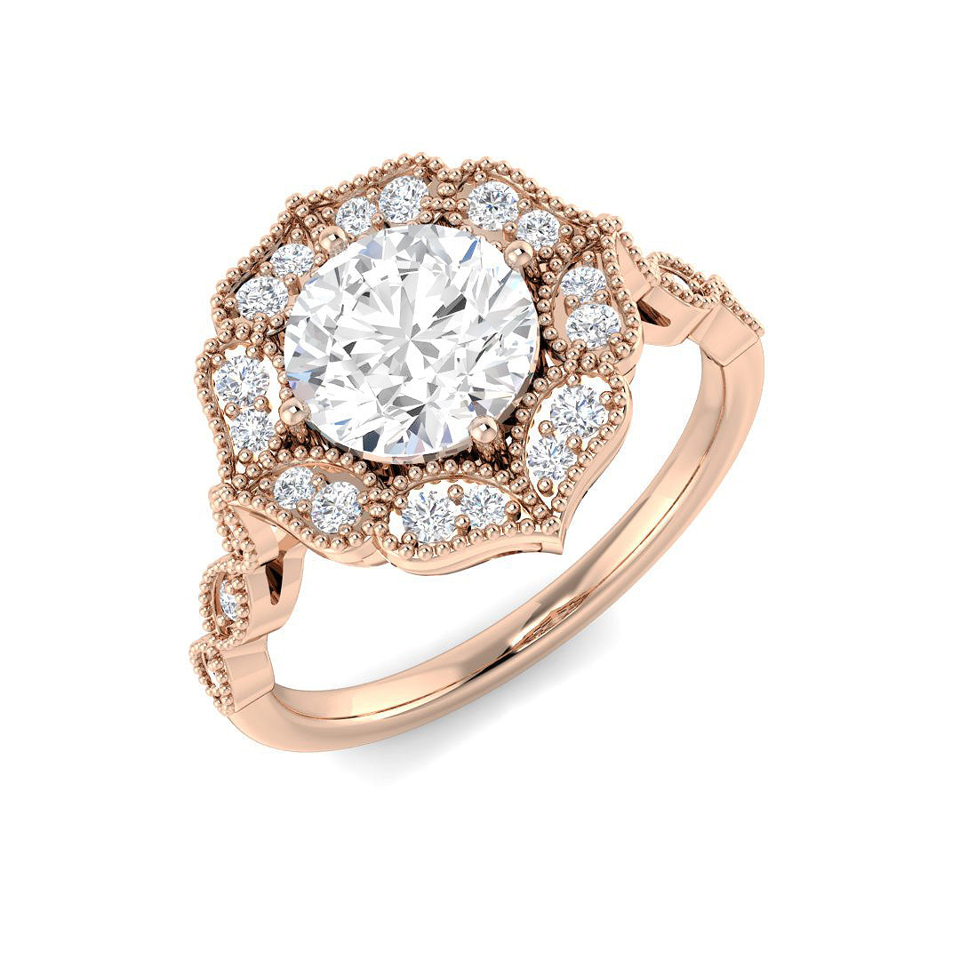 Vintage Lab-Grown Diamond Ring 1.51ct – SR7165 – 18k Rose Gold