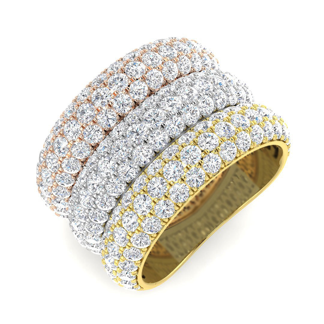 Pave Diamond Ring 4.69ct – SR6295 – 18k Three Tone Gold