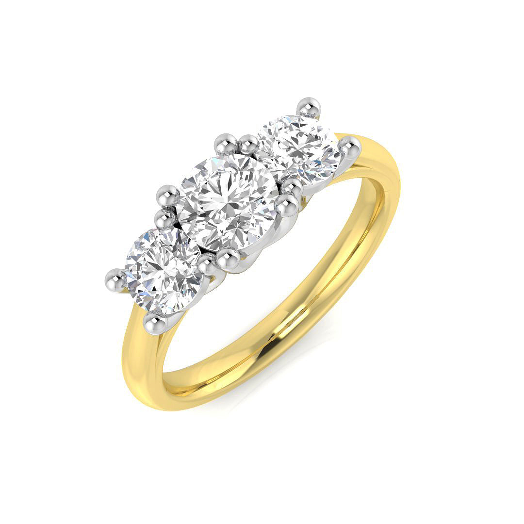 Three Stone Diamond Ring 1.35ct – SL9177 – 18k Two Tone Gold