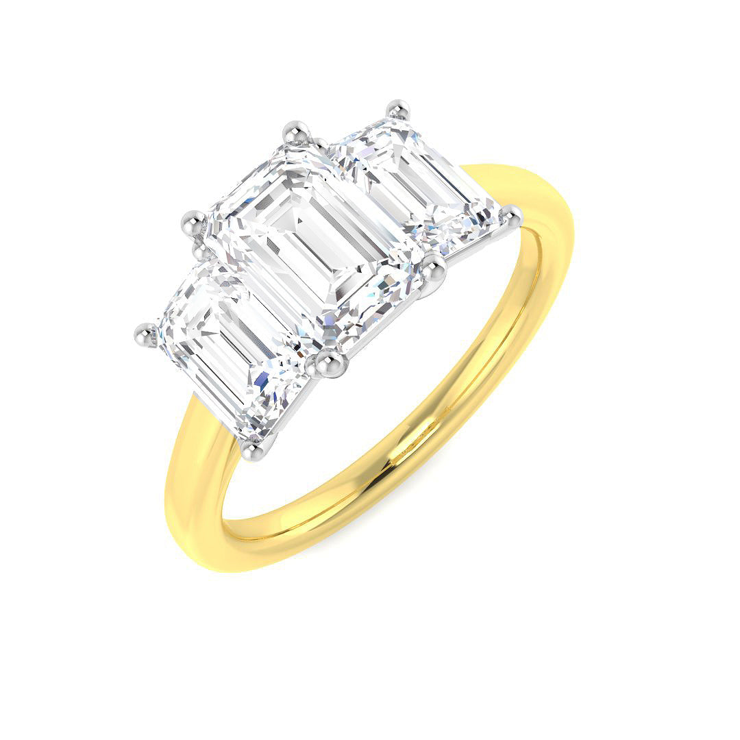 Three Stone Lab-Grown Diamond Ring 2.74ct–3.0ct – SR6053 – 9k Two Tone Gold