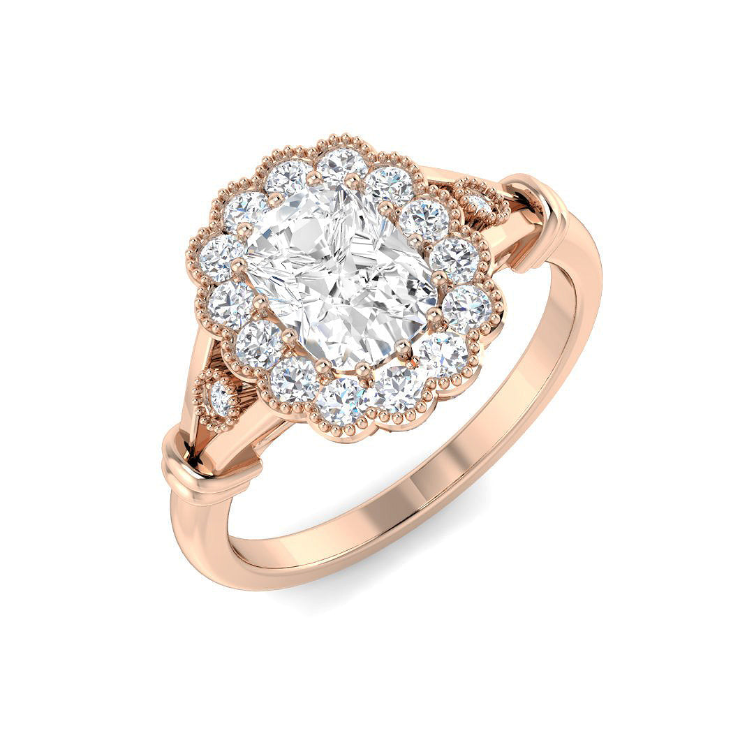 Vintage Lab-Grown Diamond Ring 1.39ct–1.45ct – SR7271 – 18k Rose Gold