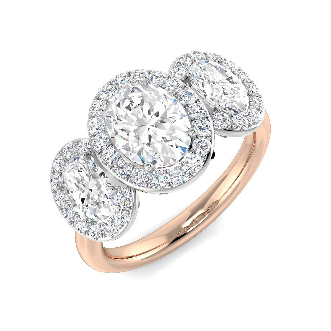 Three Stone Diamond Ring 0.93ct–2.34ct – SR467 – 18k Rose Gold
