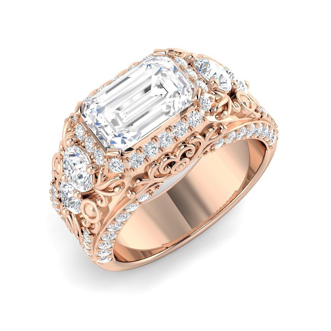 Signet Lab-Grown Diamond Ring 4.08ct–5.26ct – SR5604 – 18k Rose Gold