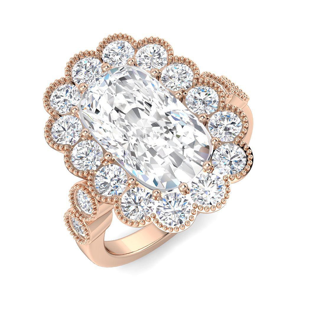 Vintage Lab-Grown Diamond Ring 1.46ct–4.42ct – SR7522 – 18k Rose Gold