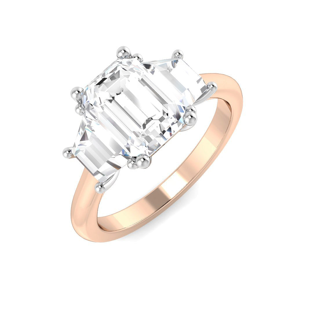 Three Stone Lab-Grown Diamond Ring 3.15ct–3.26ct – SR6330 – 18k Rose Gold