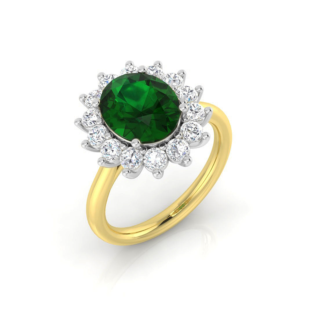 Emerald Diamond Ring 1.6ct–3.61ct – SL8826~EM – 18k Two Tone Gold