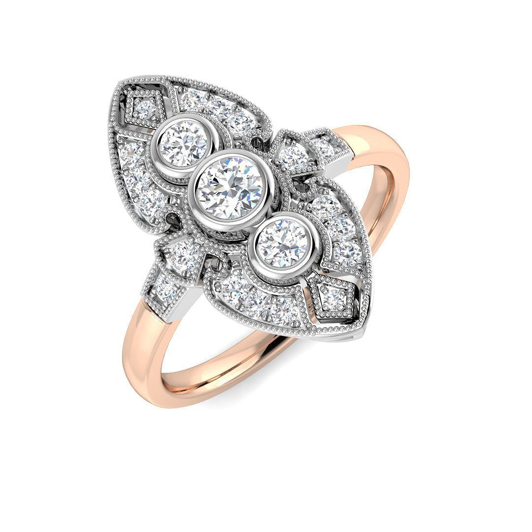 Vintage Diamond Ring 0.19ct–0.39ct – SR4593 – 18k Rose Gold