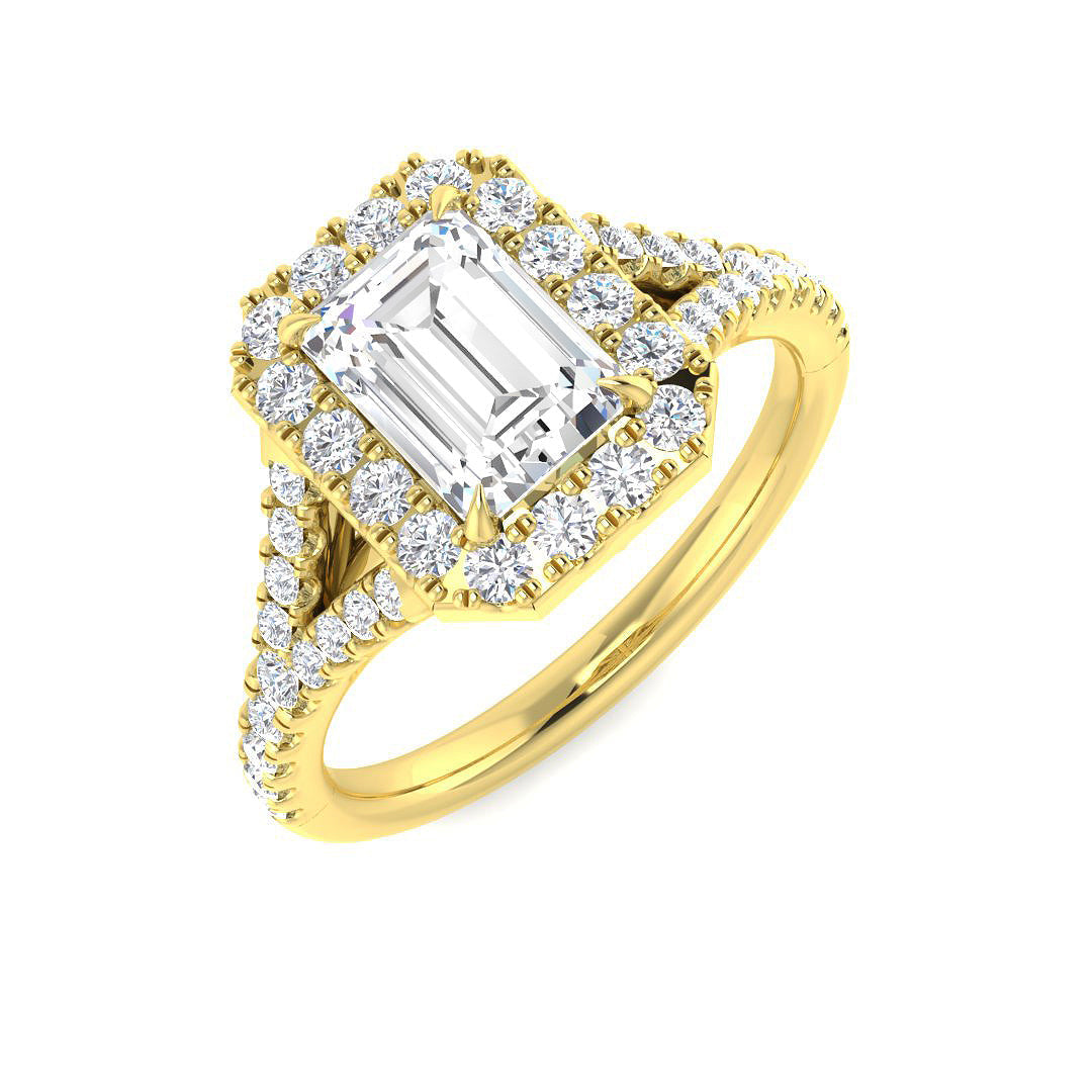 Halo Lab-Grown Diamond Ring 1.51ct–1.61ct – SR3766 – 9k Yellow Gold