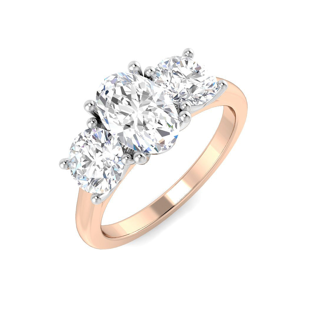 Three Stone Lab-Grown Diamond Ring 2.18ct–2.47ct – SR5147 – 18k Rose Gold