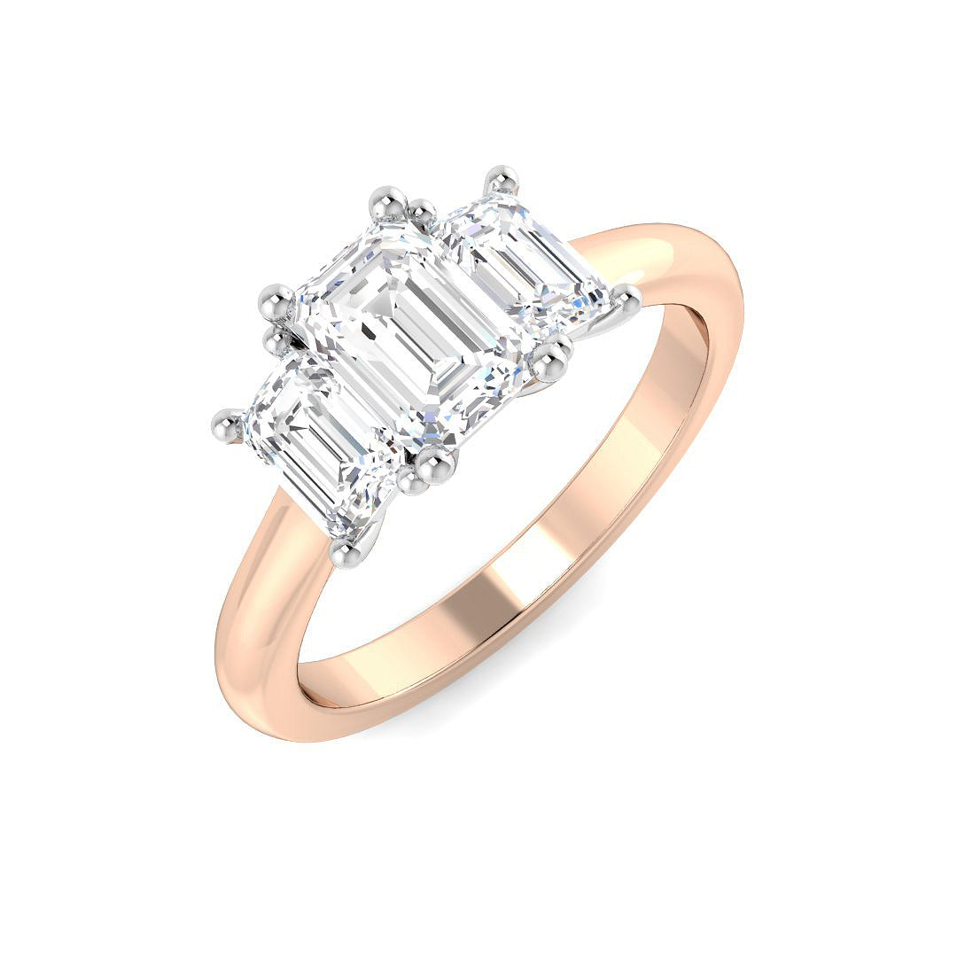 Three Stone Lab-Grown Diamond Ring 1.85ct–1.87ct – SR6219 – 18k Rose Gold
