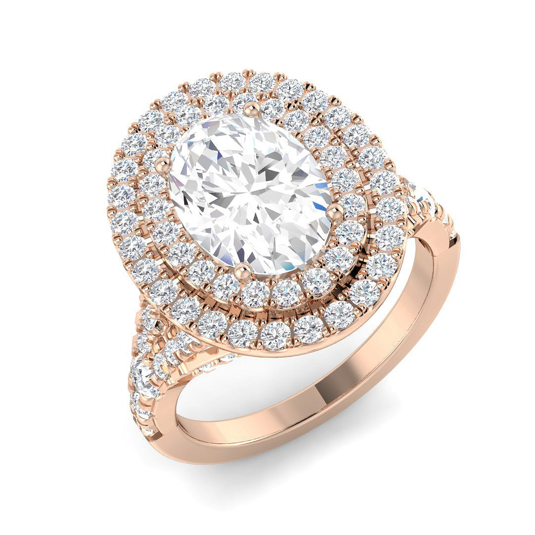 Halo Lab-Grown Diamond Ring 3.29ct–3.31ct – SR6337 – 18k Rose Gold