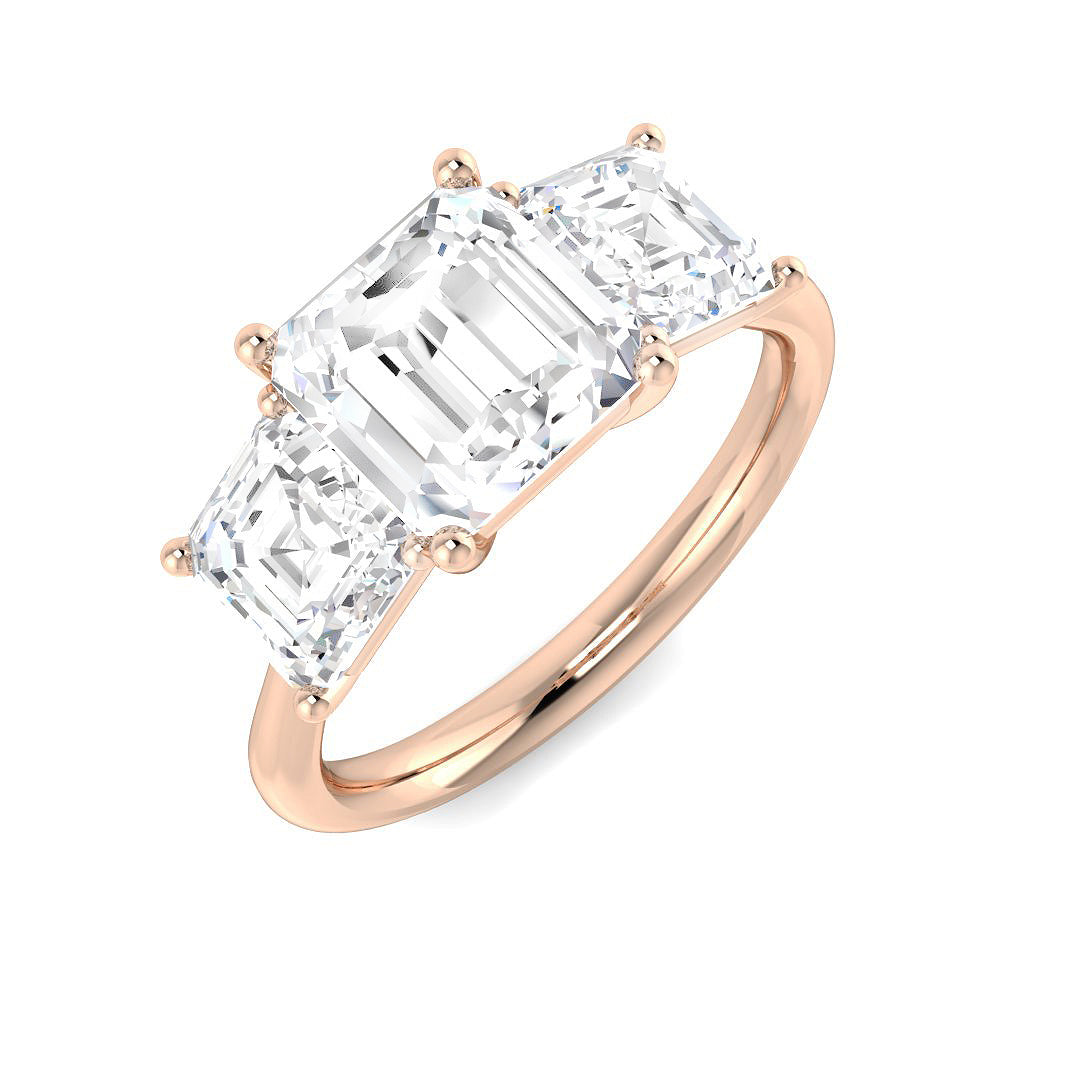 Three Stone Lab-Grown Diamond Ring 3.59ct–4.57ct – SR7036 – 18k Rose Gold