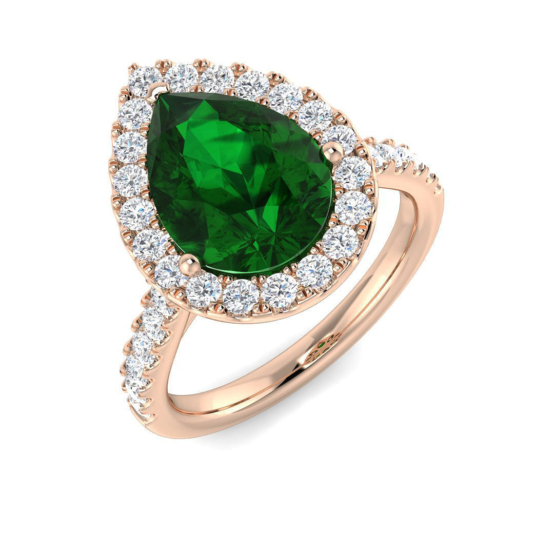 Emerald Diamond Ring 0.87ct–3.39ct – SR386~EM – 18k Rose Gold