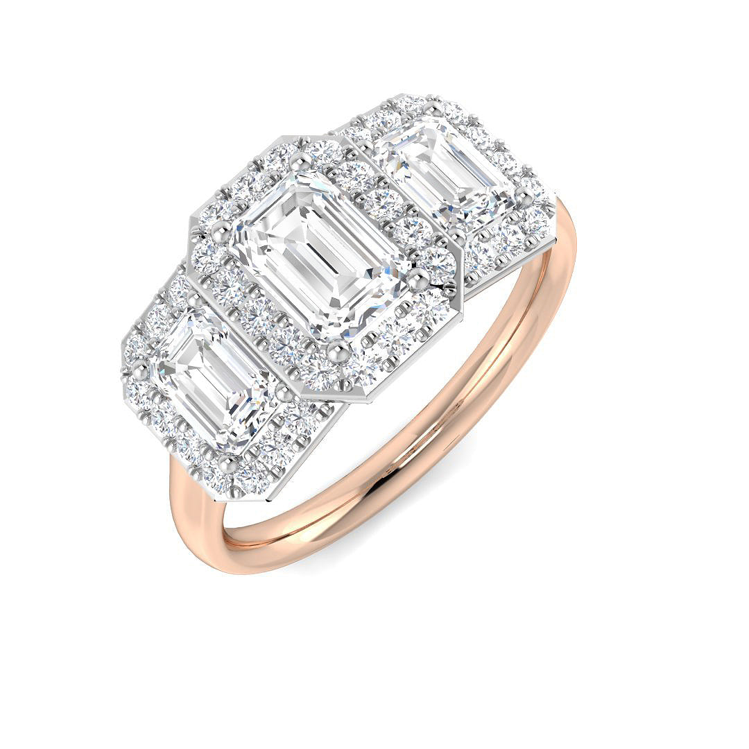Three Stone Diamond Ring 0.8ct–1.99ct – SR2241 – 18k Rose Gold