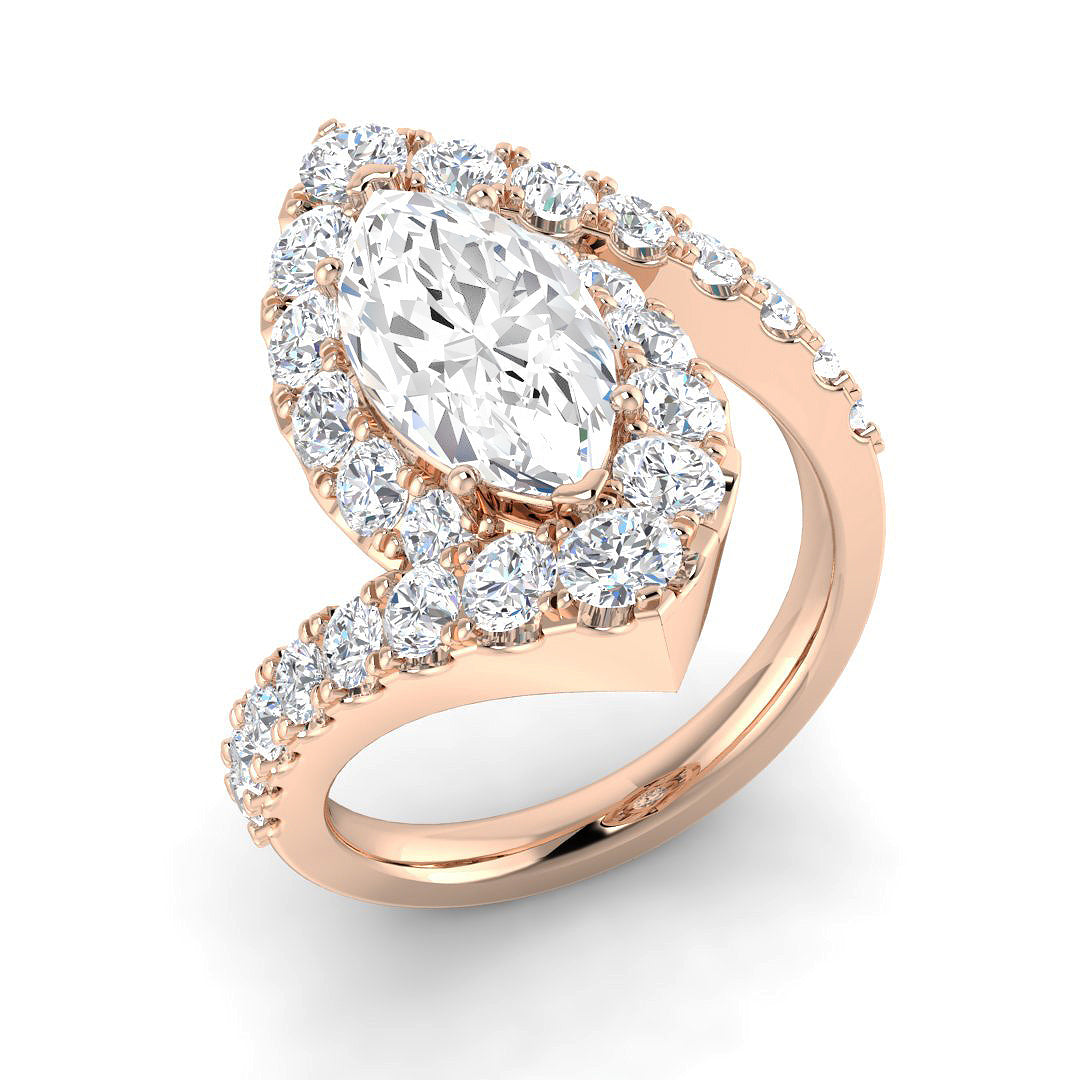 Halo Lab-Grown Diamond Ring 3.62ct–3.68ct – SR4904 – 18k Rose Gold
