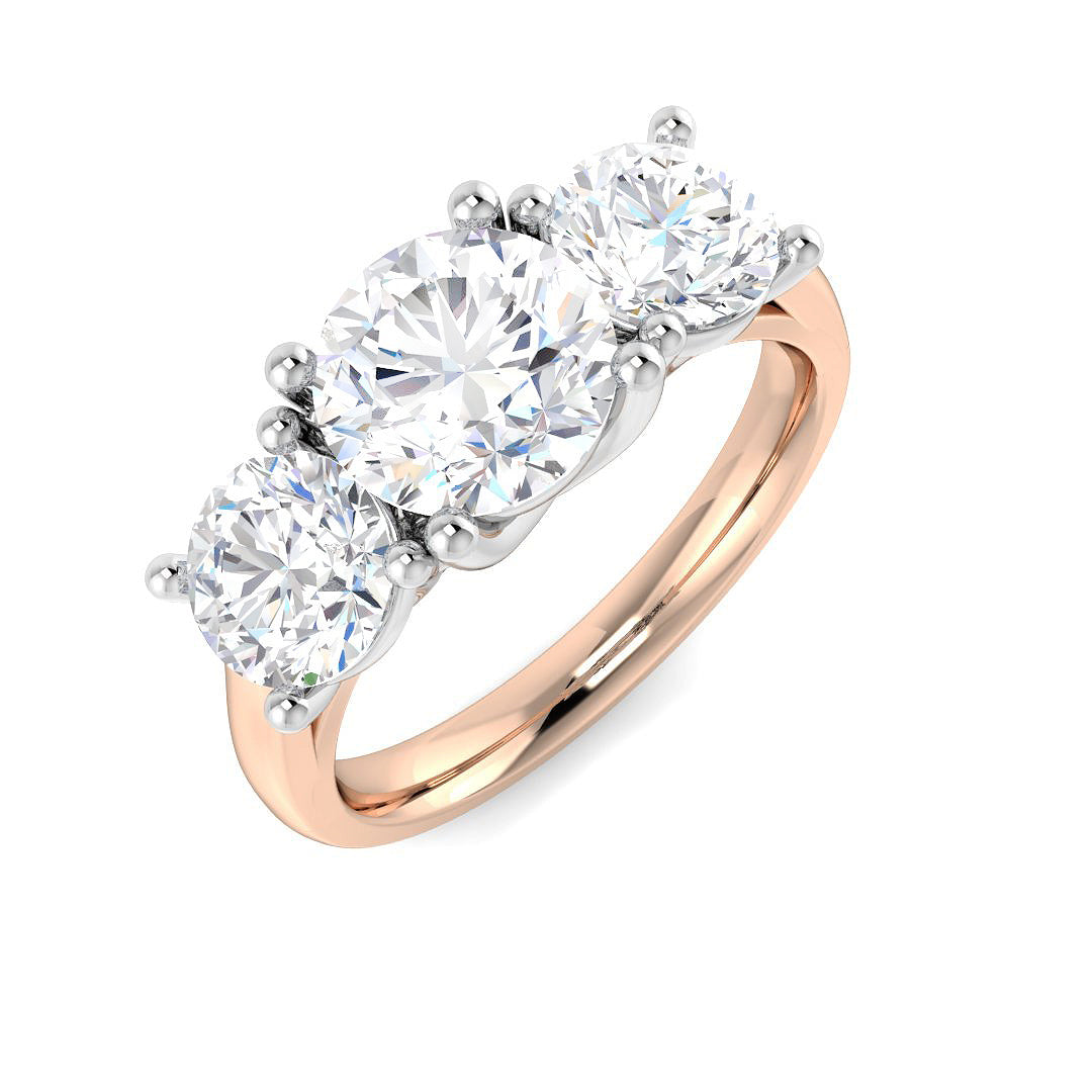 Three Stone Lab-Grown Diamond Ring 2.91ct–3.07ct – SR5791 – 18k Rose Gold