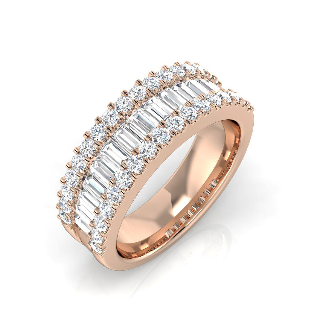 Baguette & Brilliant Diamond Ring 1.01ct–2.88ct – SR1888 – 18k Rose Gold