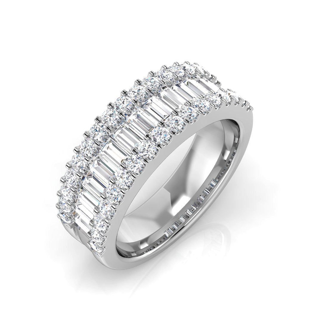 Baguette & Brilliant Diamond Ring 1.01ct–2.88ct – SR1888 – 18k White Gold