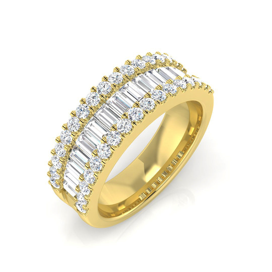 Baguette & Brilliant Diamond Ring 1.01ct–2.88ct – SR1888 – 18k Yellow Gold