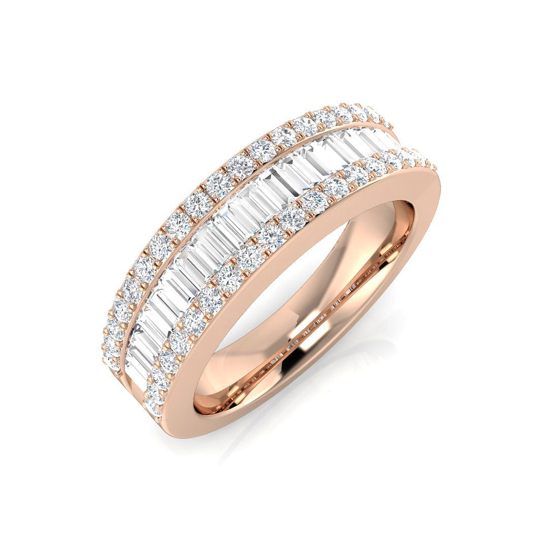 Baguette & Brilliant Diamond Ring 0.87ct–1.0ct – BJR0064 – 18k Rose Gold