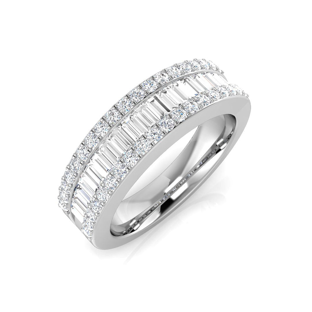 Baguette & Brilliant Diamond Ring 0.87ct–1.0ct – BJR0064 – 18k White Gold