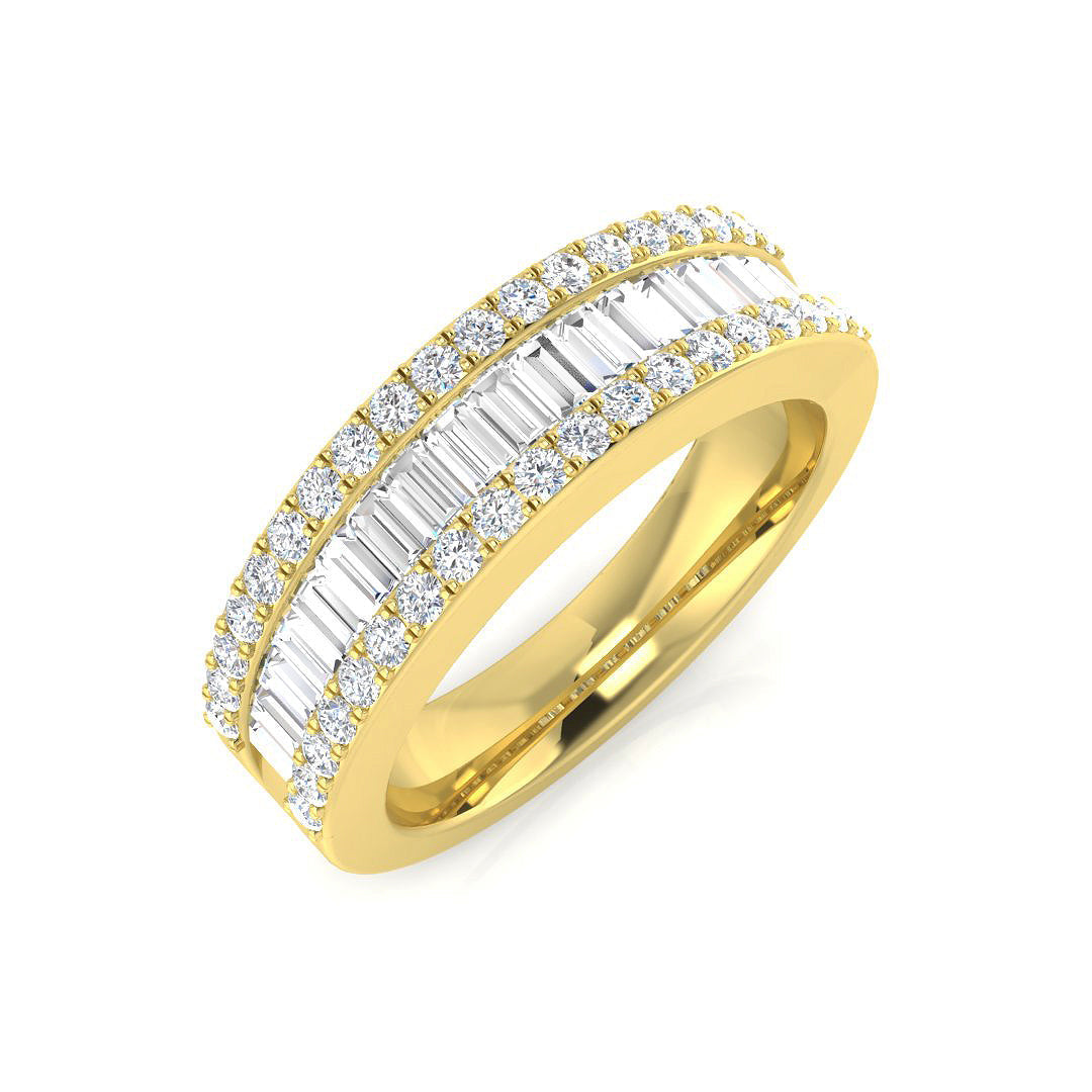 Baguette & Brilliant Diamond Ring 0.87ct–1.0ct – BJR0064 – 18k Yellow Gold