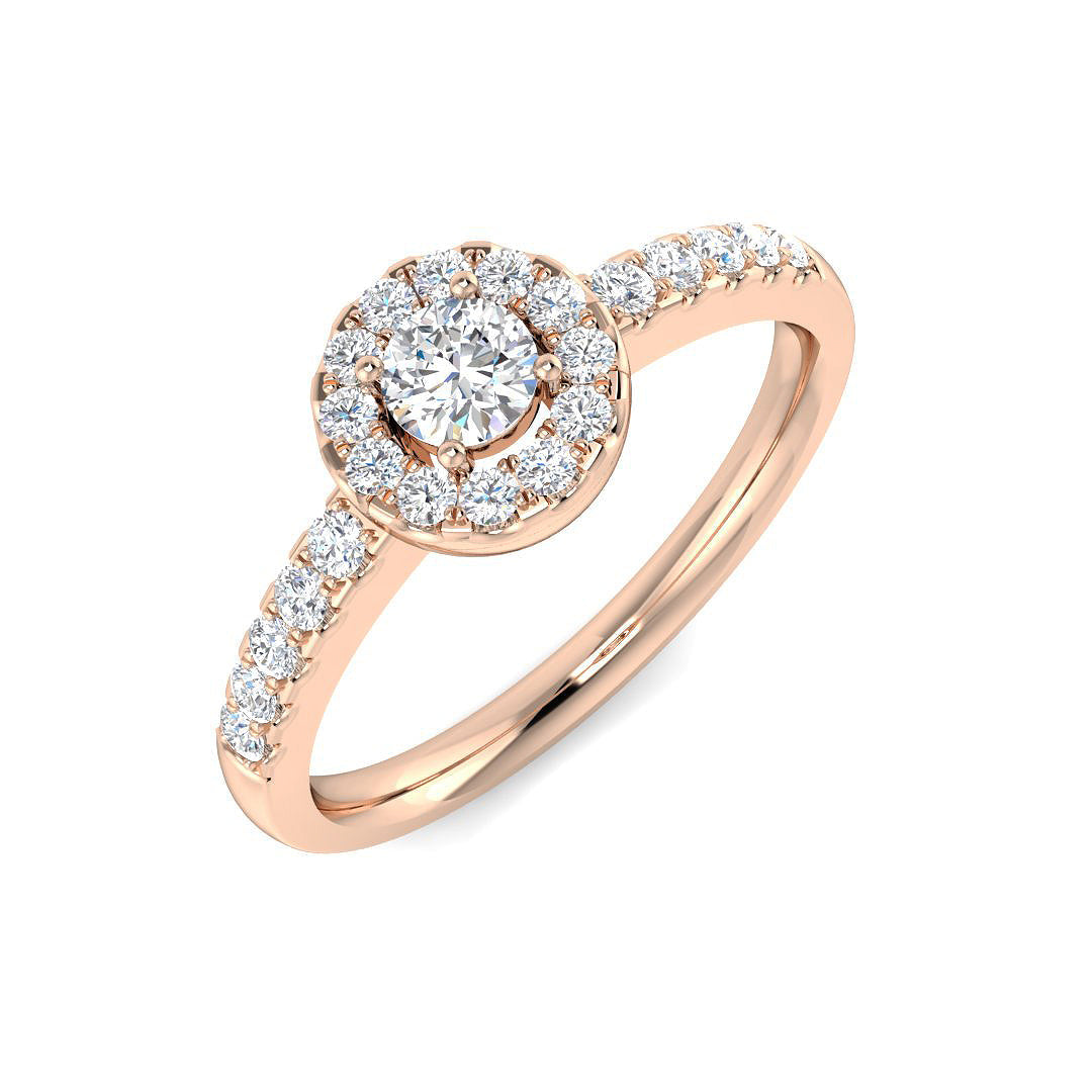 Halo Diamond Ring 0.39ct – BJR0070 – 18k Rose Gold
